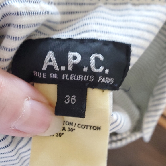 Vintage A.P.C. Striped Button Down Belted Dress 36 - Picture 3 of 6